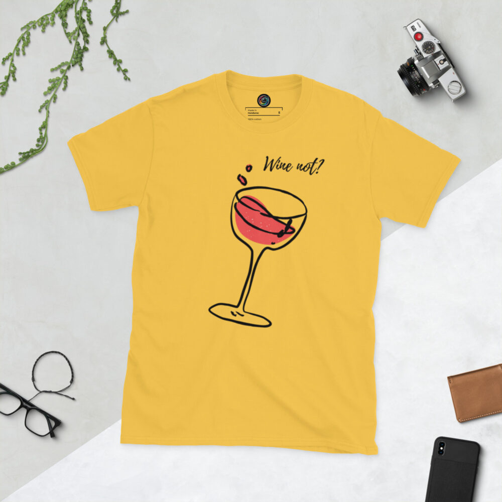 Kratka majica s natpisom "Wine not?" - Slika 15