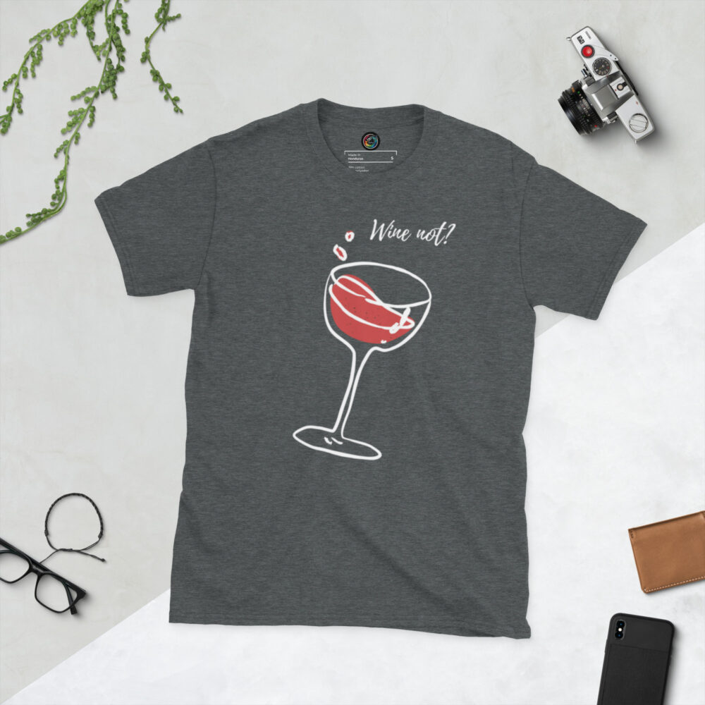 Kratka majica s natpisom "Wine not?" - Slika 4