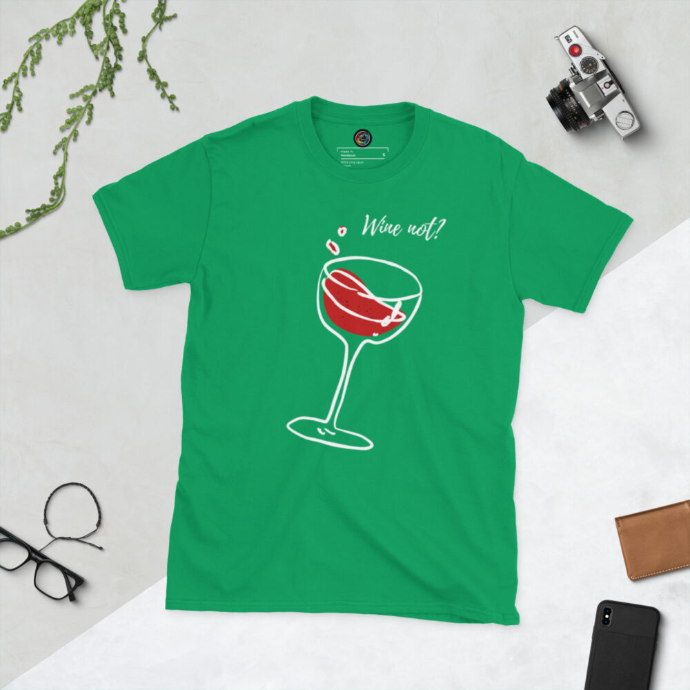Kratka majica s natpisom "Wine not?" - Slika 16