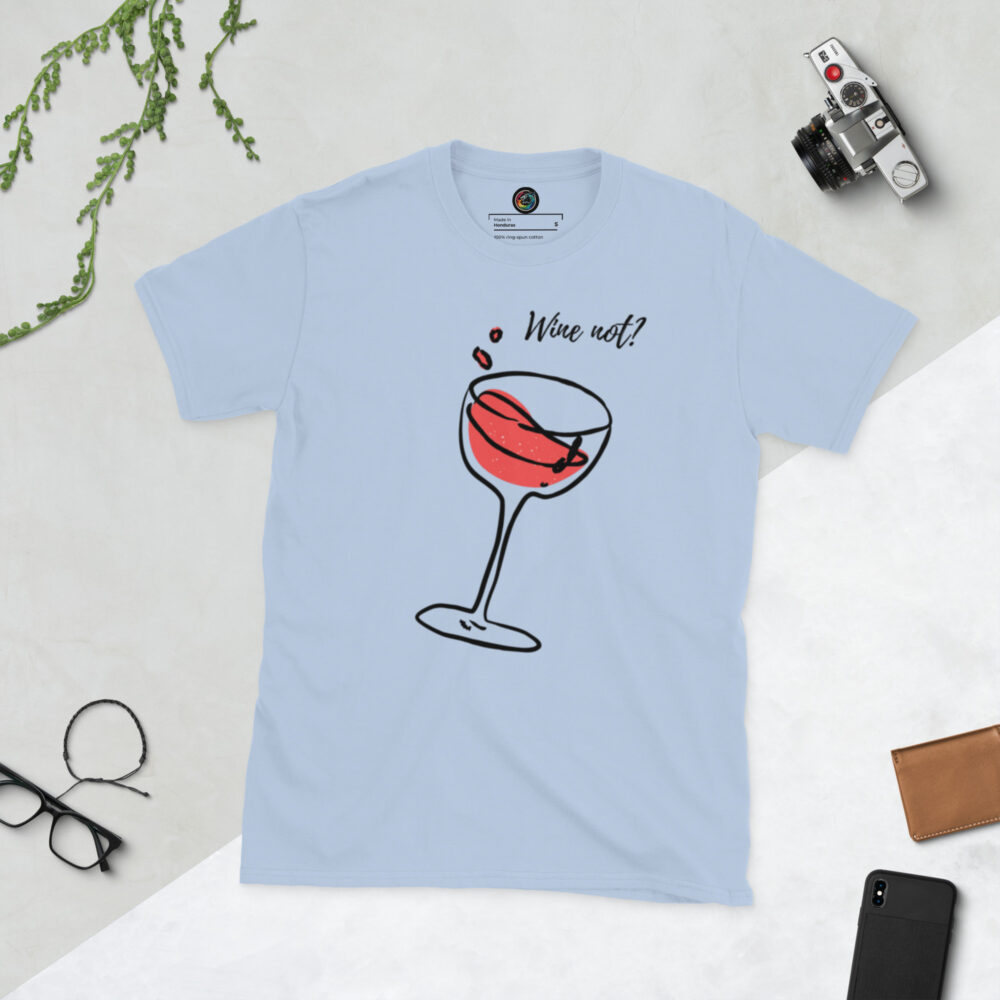 Kratka majica s natpisom "Wine not?" - Slika 11