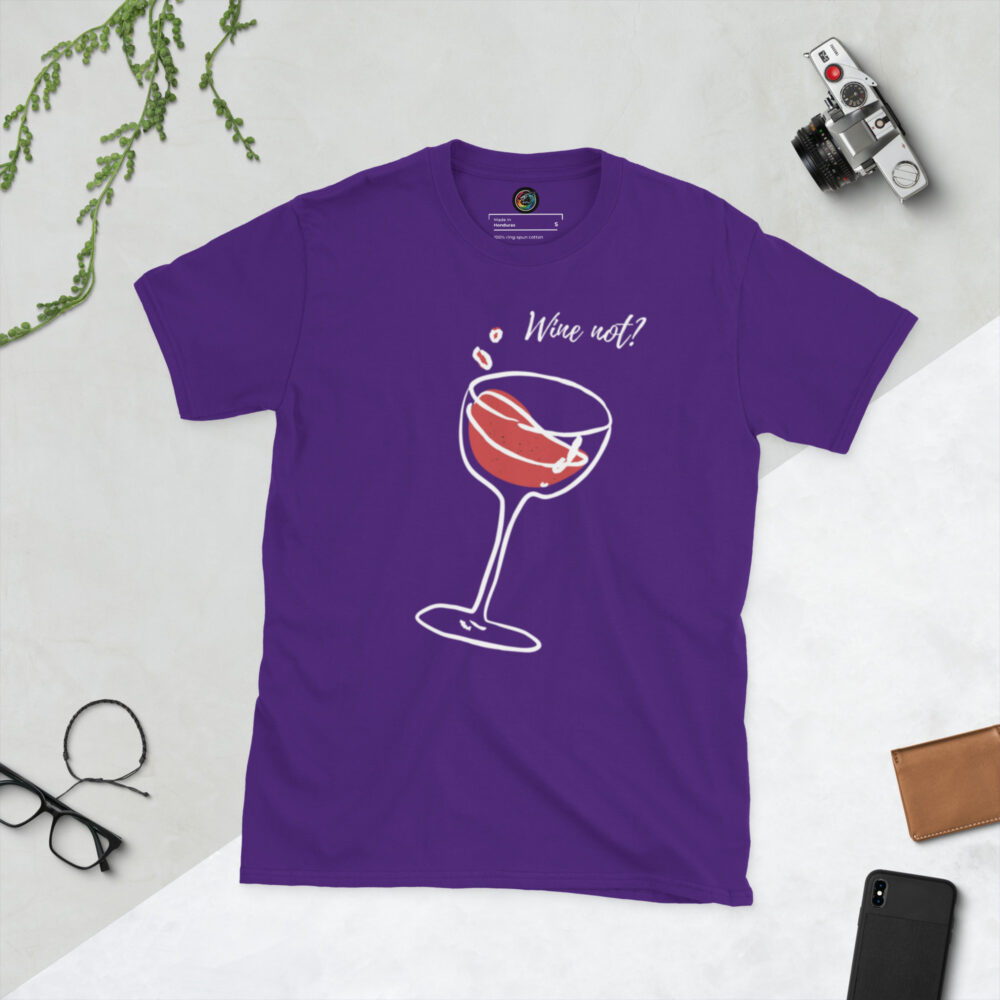Kratka majica s natpisom "Wine not?" - Slika 3