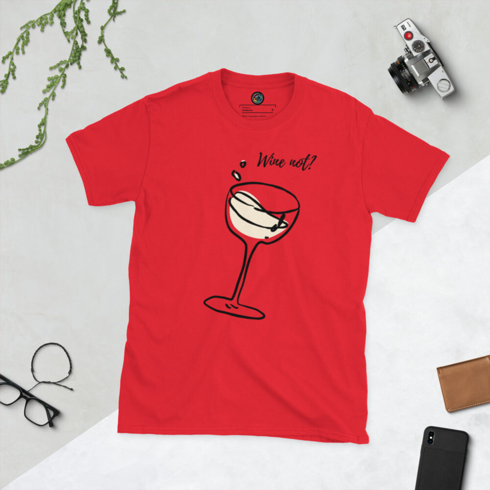Kratka majica s natpisom "Wine not?" - Slika 9