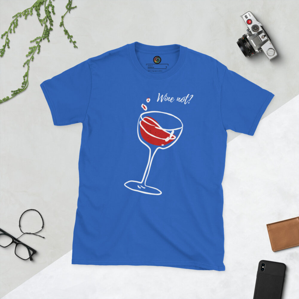 Kratka majica s natpisom "Wine not?" - Slika 5