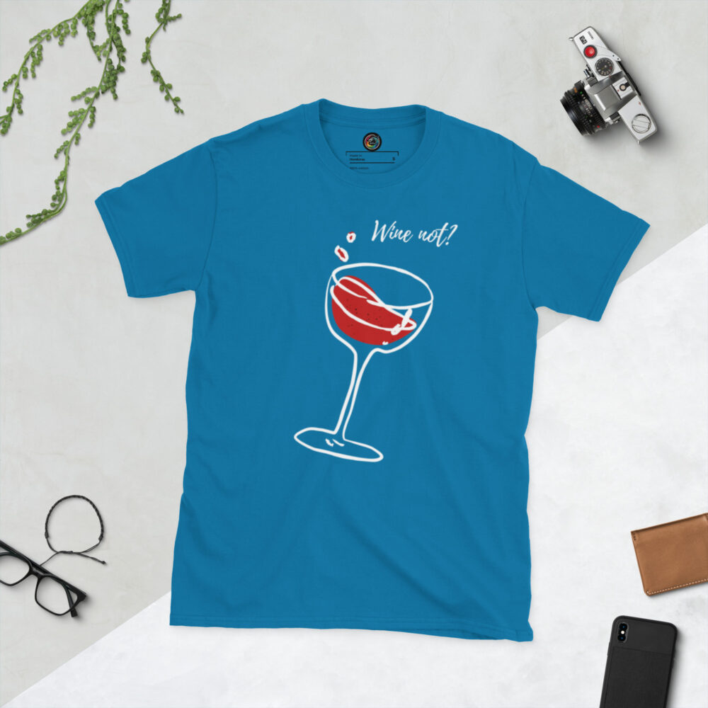 Kratka majica s natpisom "Wine not?" - Slika 6