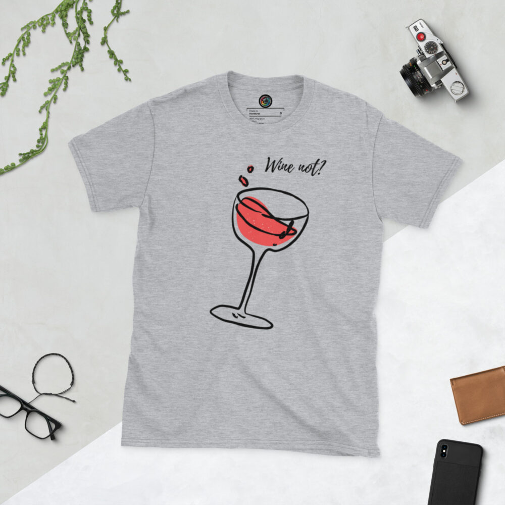 Kratka majica s natpisom "Wine not?" - Slika 12