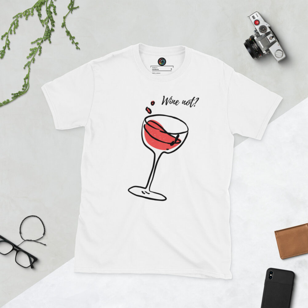 Kratka majica s natpisom "Wine not?" - Slika 14