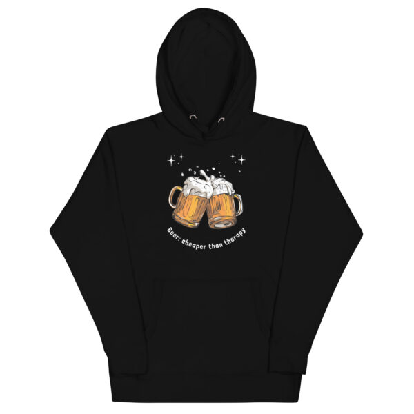 Hoodie s natpisom "Beer - cheaper than therapy"