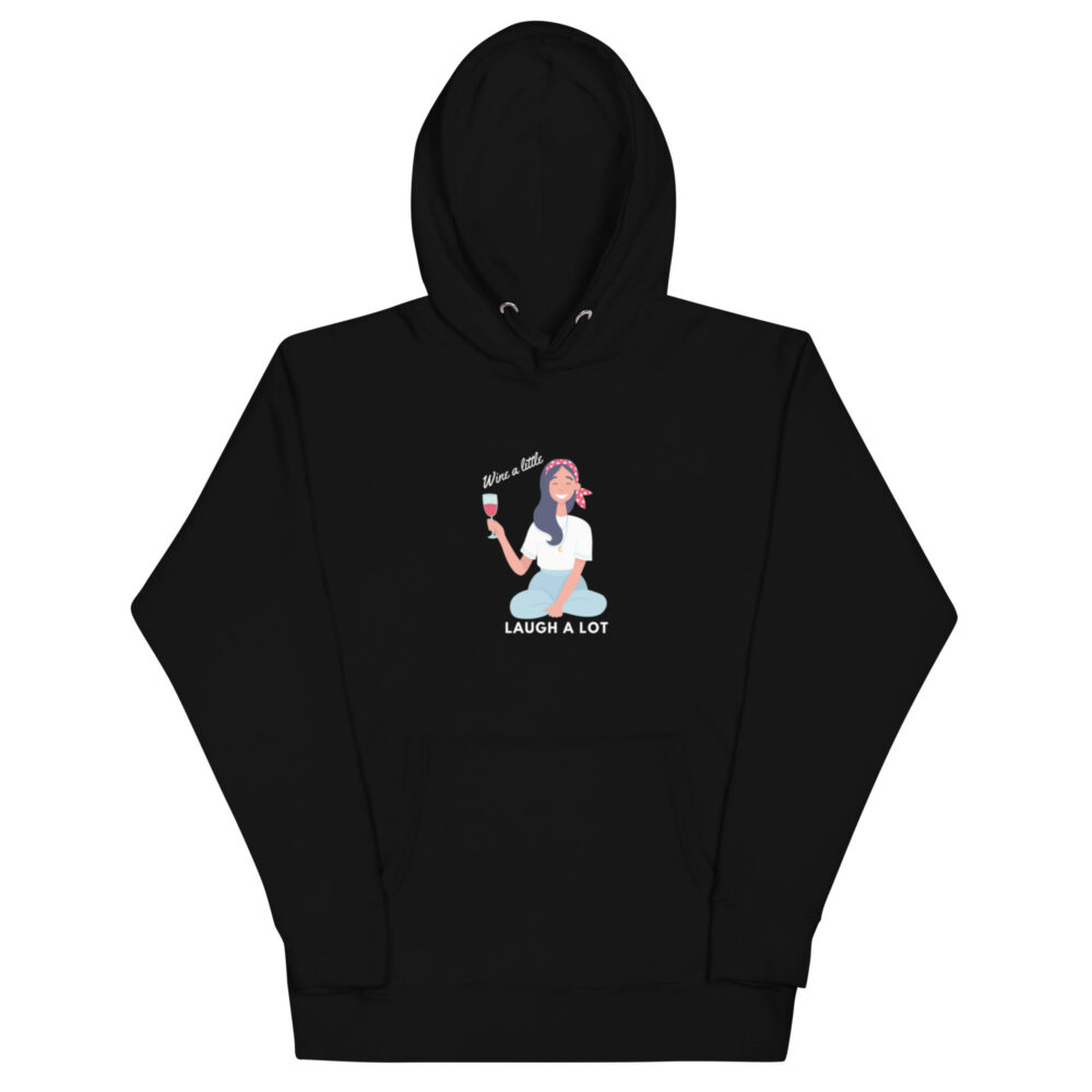 Hoodie s natpisom "Wine a little, laugh a lot" - Slika 2