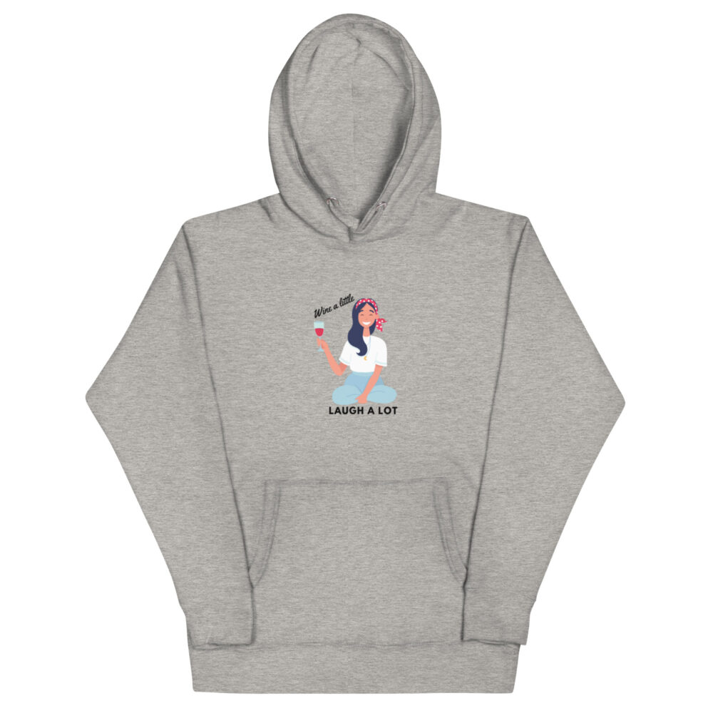 Hoodie s natpisom "Wine a little, laugh a lot" - Slika 7