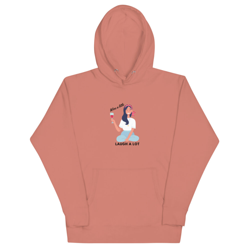 Hoodie s natpisom "Wine a little, laugh a lot" - Slika 8