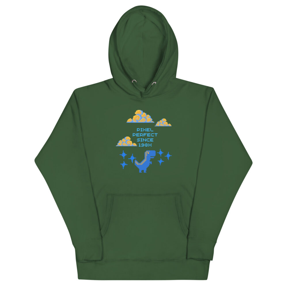 Hoodie s natpisom "Pixel perfect since 198X"