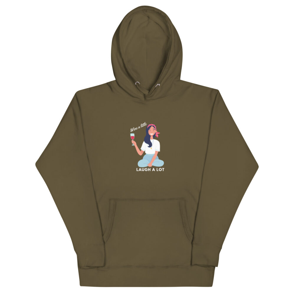 Hoodie s natpisom "Wine a little, laugh a lot" - Slika 9