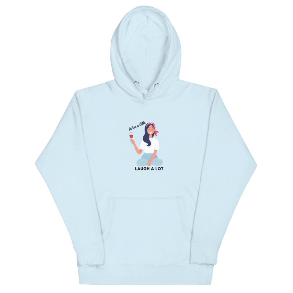 Hoodie s natpisom "Wine a little, laugh a lot" - Slika 5