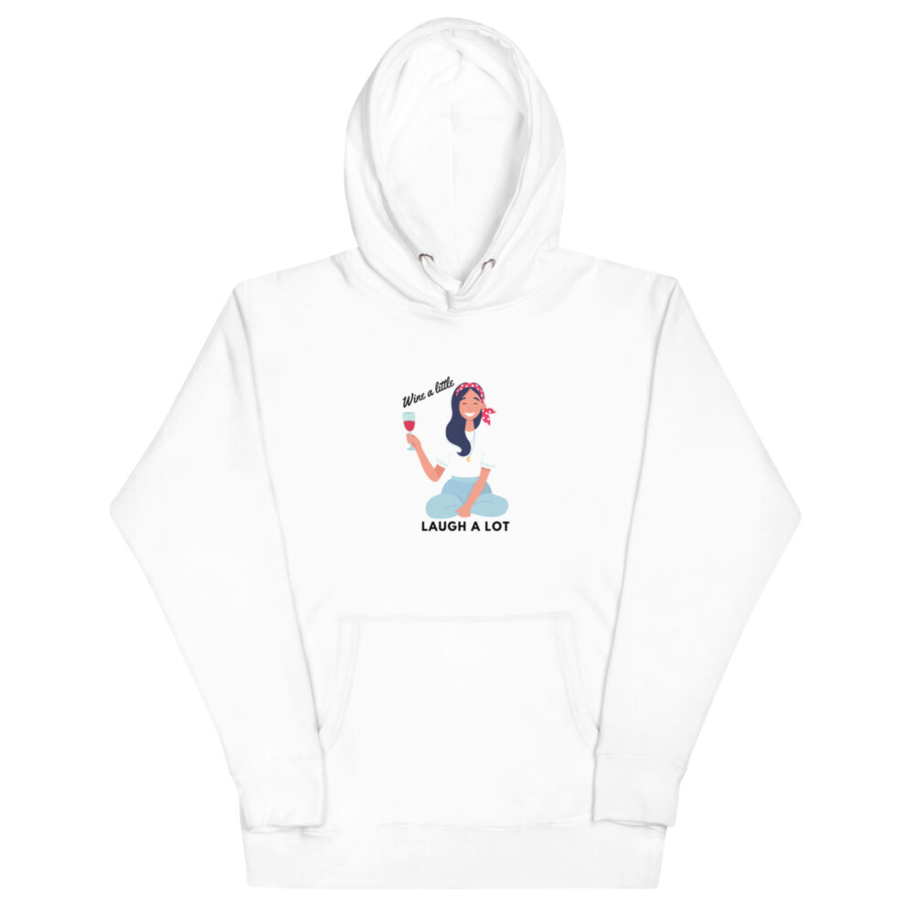 Hoodie s natpisom "Wine a little, laugh a lot" - Slika 6