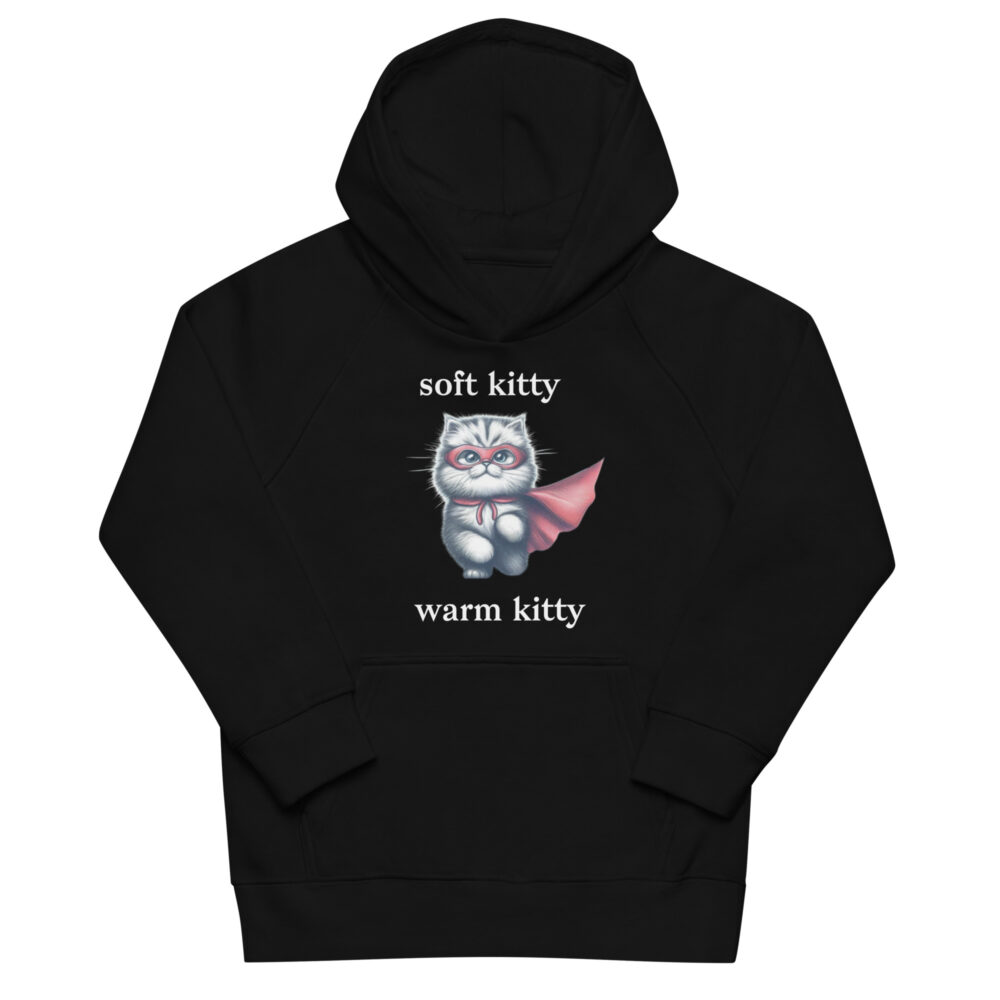 Dječja hoodie s natpisom "soft kitty, warm kitty"