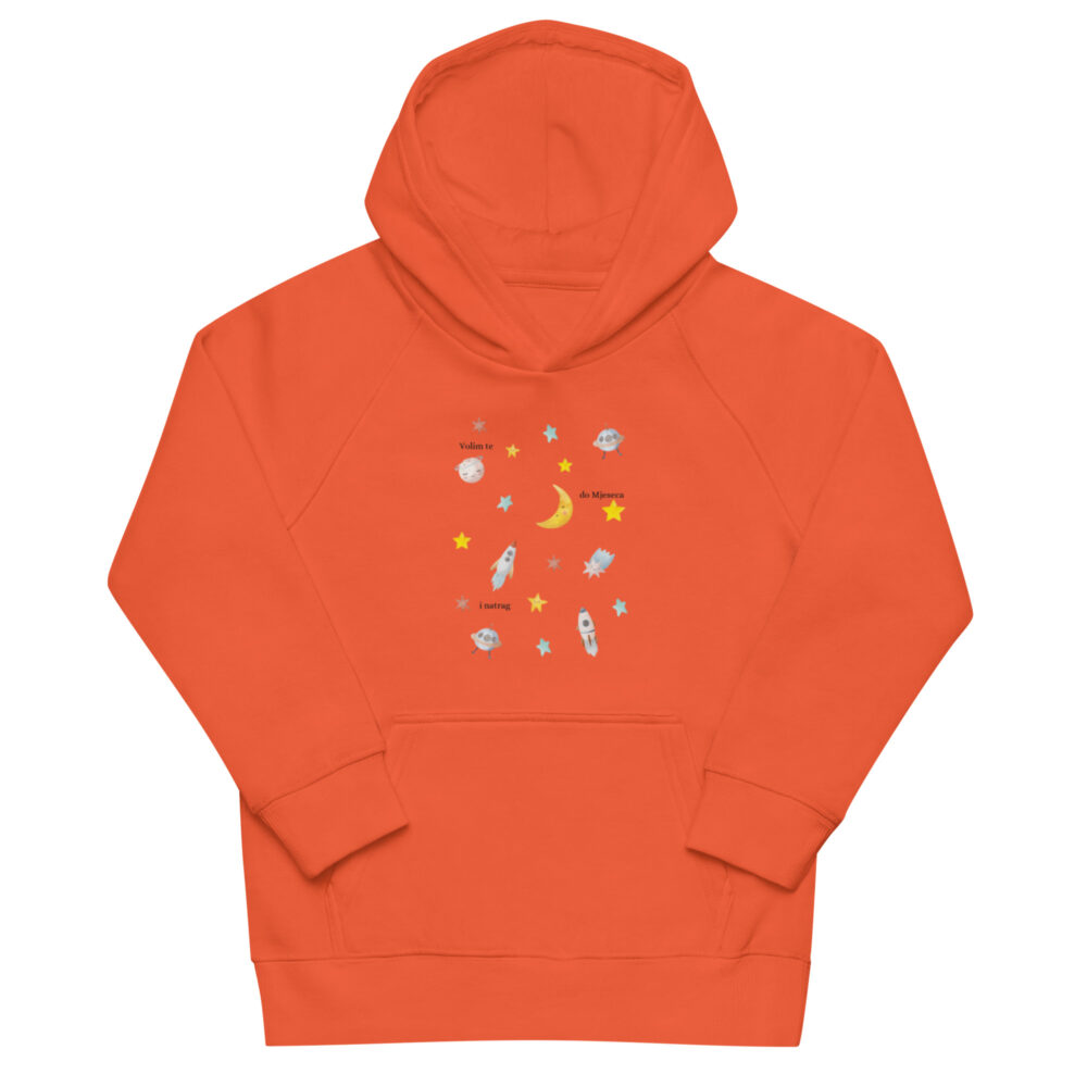 Dječja hoodie “Volim te do mjeseca i natrag” – organski pamuk - Slika 3
