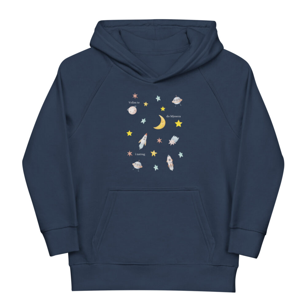 Dječja hoodie “Volim te do mjeseca i natrag” – organski pamuk - Slika 2