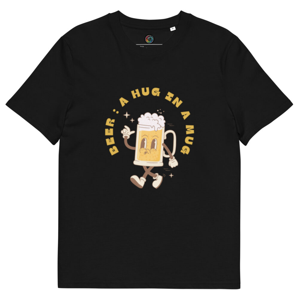 Kratka majica s natpisom "Beer - a hug in a mug" - organski pamuk