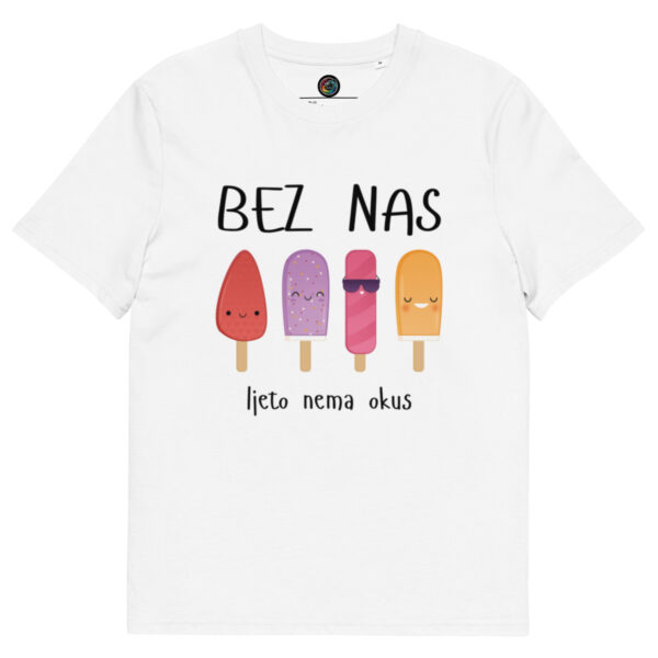 Kratka majica s natpisom "Bez nas, ljeto nema okus"