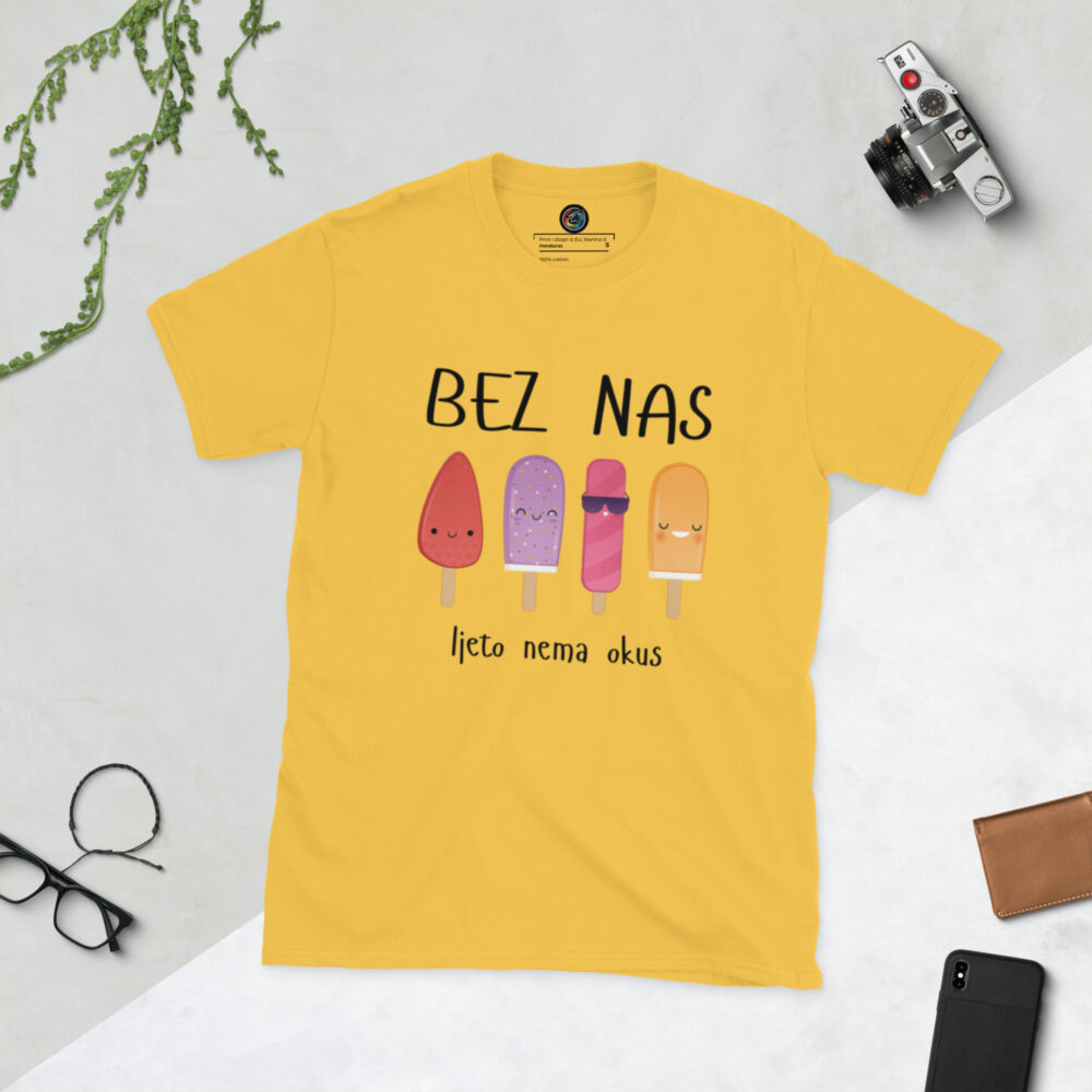 Kratka majica s natpisom "Bez nas, ljeto nema okus" - Slika 13