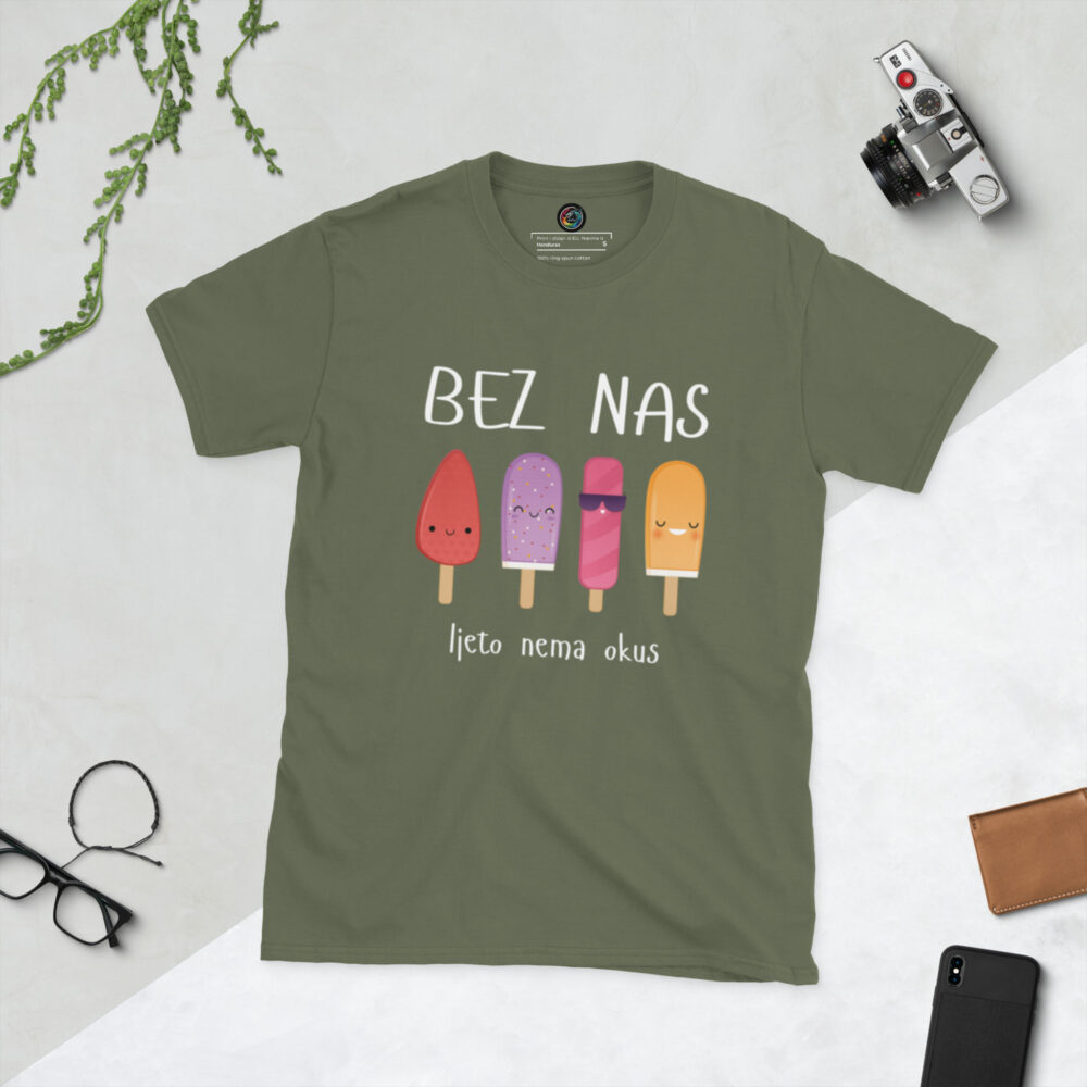 Kratka majica s natpisom "Bez nas, ljeto nema okus" - Slika 6