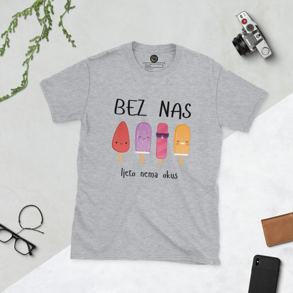 Kratka majica s natpisom "Bez nas, ljeto nema okus" - Slika 15
