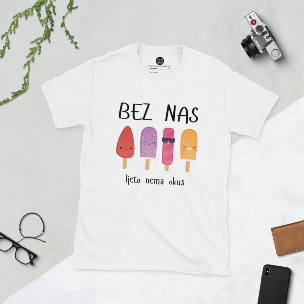 Kratka majica s natpisom "Bez nas, ljeto nema okus" - Slika 17