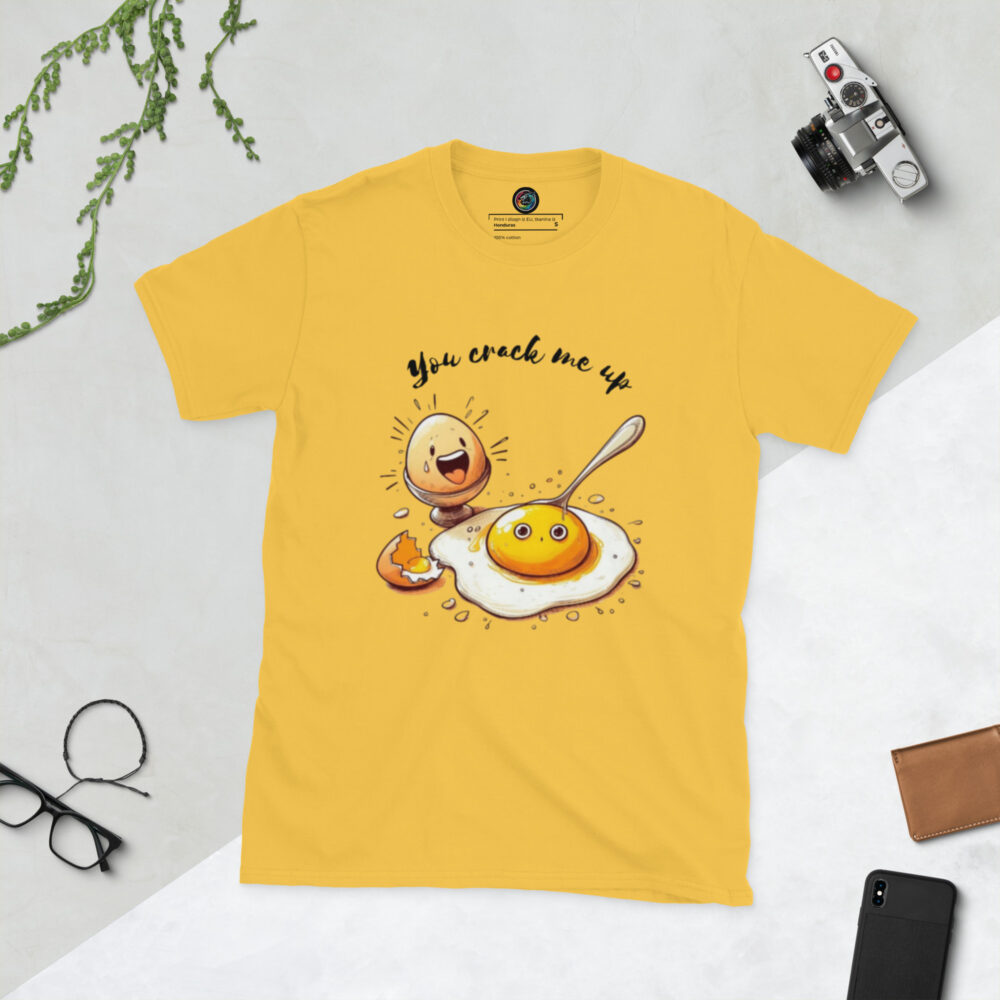Kratka majica s natpisom "You crack me up" - Slika 9