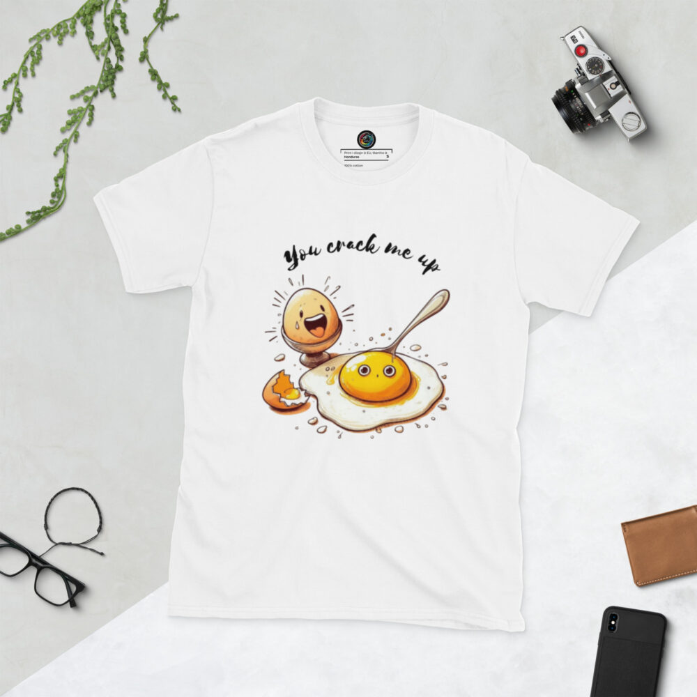 Kratka majica s natpisom "You crack me up" - Slika 16